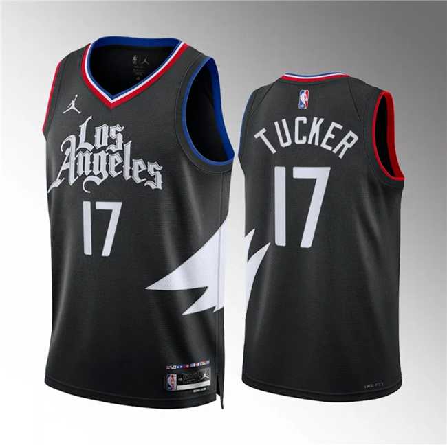 Mens Los Angeles Clippers #17 P.j. Tucker Black Statement Edition Stitched Jersey Dzhi->los angeles clippers->NBA Jersey
